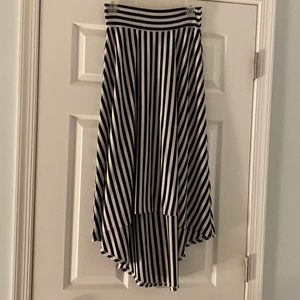 Asymmetrical Black & White stripe Midi Skirt